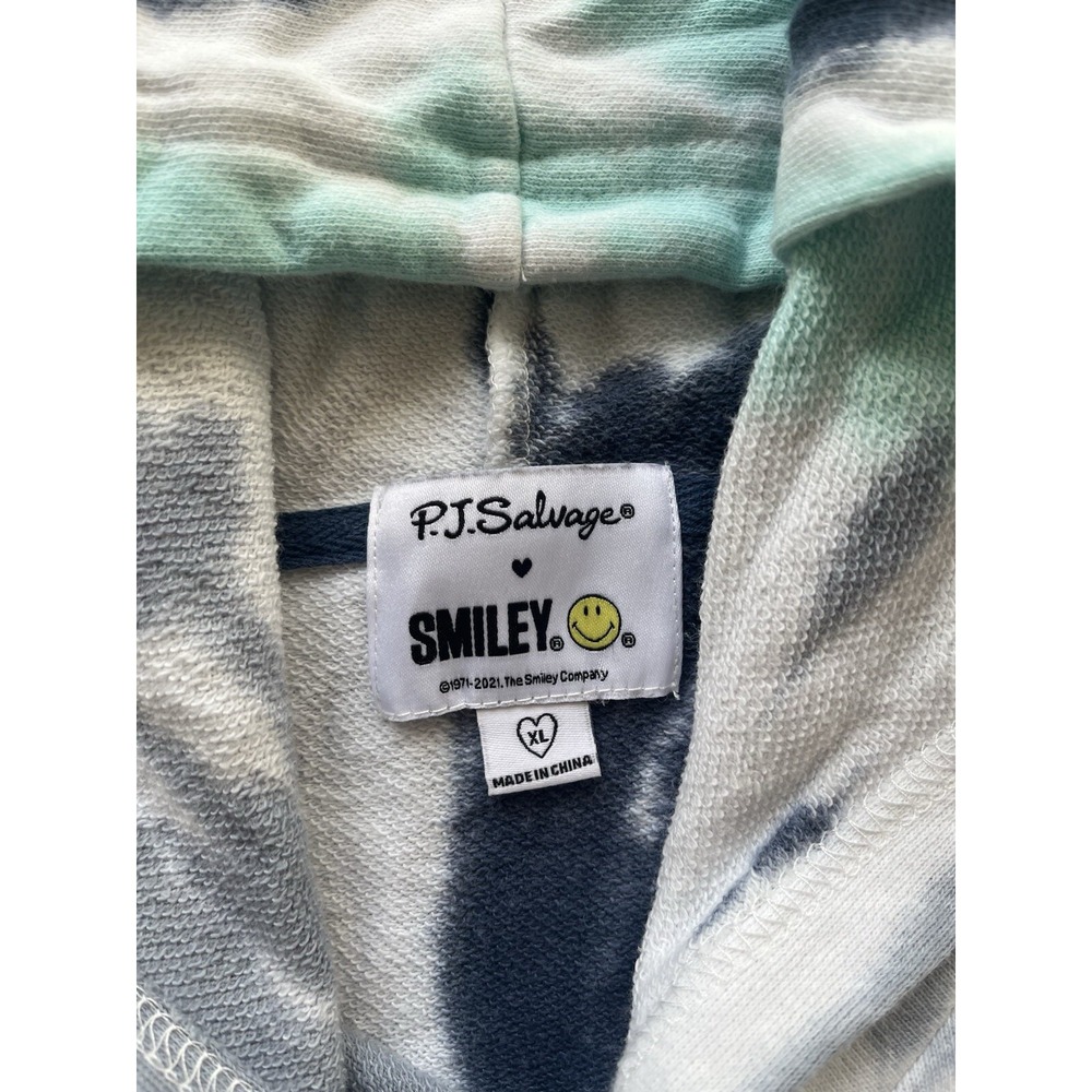 Women's PJ Salvage Smilley Tye‎ Dye Hooded Sweatshirt (no cord) Multicolor XL - Picture 3 of 5